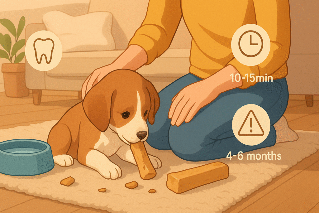 illustration-of-a-puppy-safely-chewing-a-himalayan-yak-chew-with-owner-supervision-water-bowl-icons-and-safety-guidelines