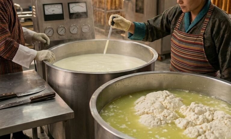 Acidification and Coagulation process of Milk.