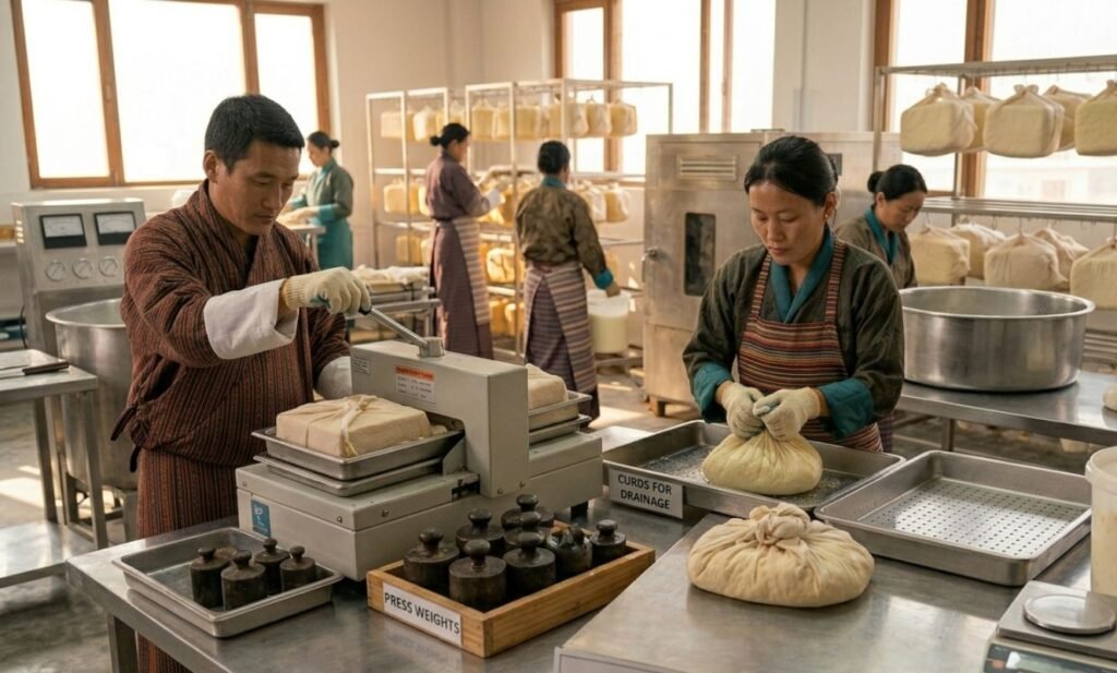 Draining and Pressing process of Yak Chew.