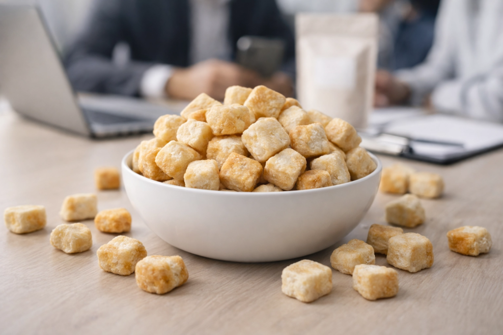 Himalayan Puffed dog yak chew nuggets display