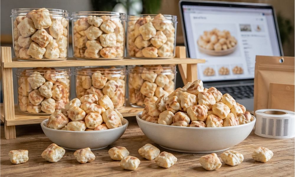 Himalayan Puffed yak chew nuggets retail display