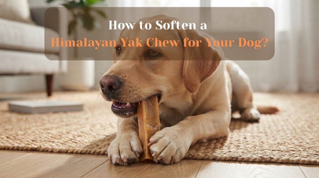 Dog chewing a softened Himalayan yak chew