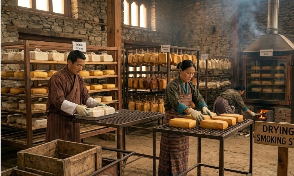 Drying and Smoking process of Yak Chew.