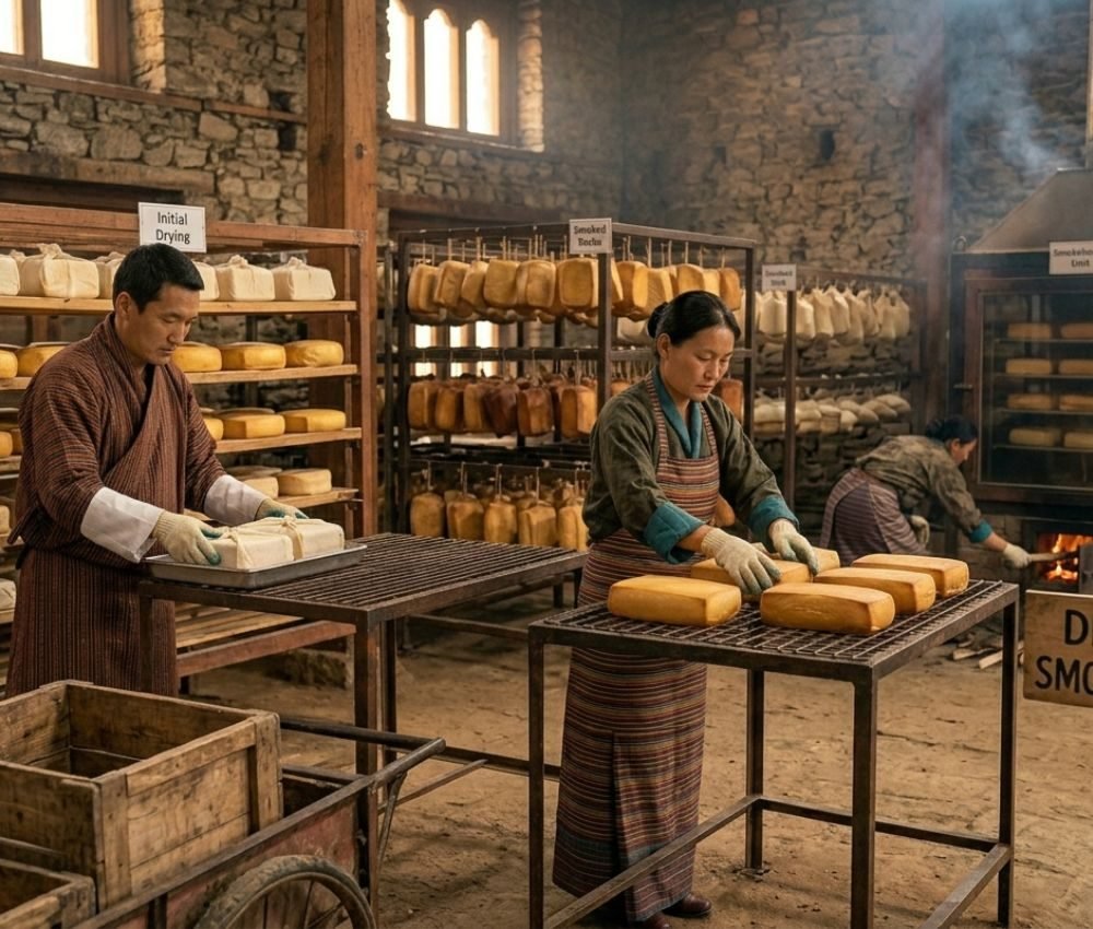 Dying and Smoking process of Yak Chews
